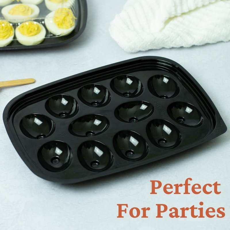 JAK Industrial 16 Pack - Disposable Deviled Egg Containers with Lid – Plastic Deviled Egg Trays – For 12 Egg Halves
