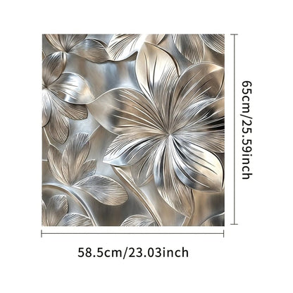 Tomhong 2D Flat Dishwasher Magnet Cover 23x26 Inch Silver Floral Kitchen Appliance Cover Decorative Front Removable Fridge Sticker Elegant Flower Art Kitchen Decor