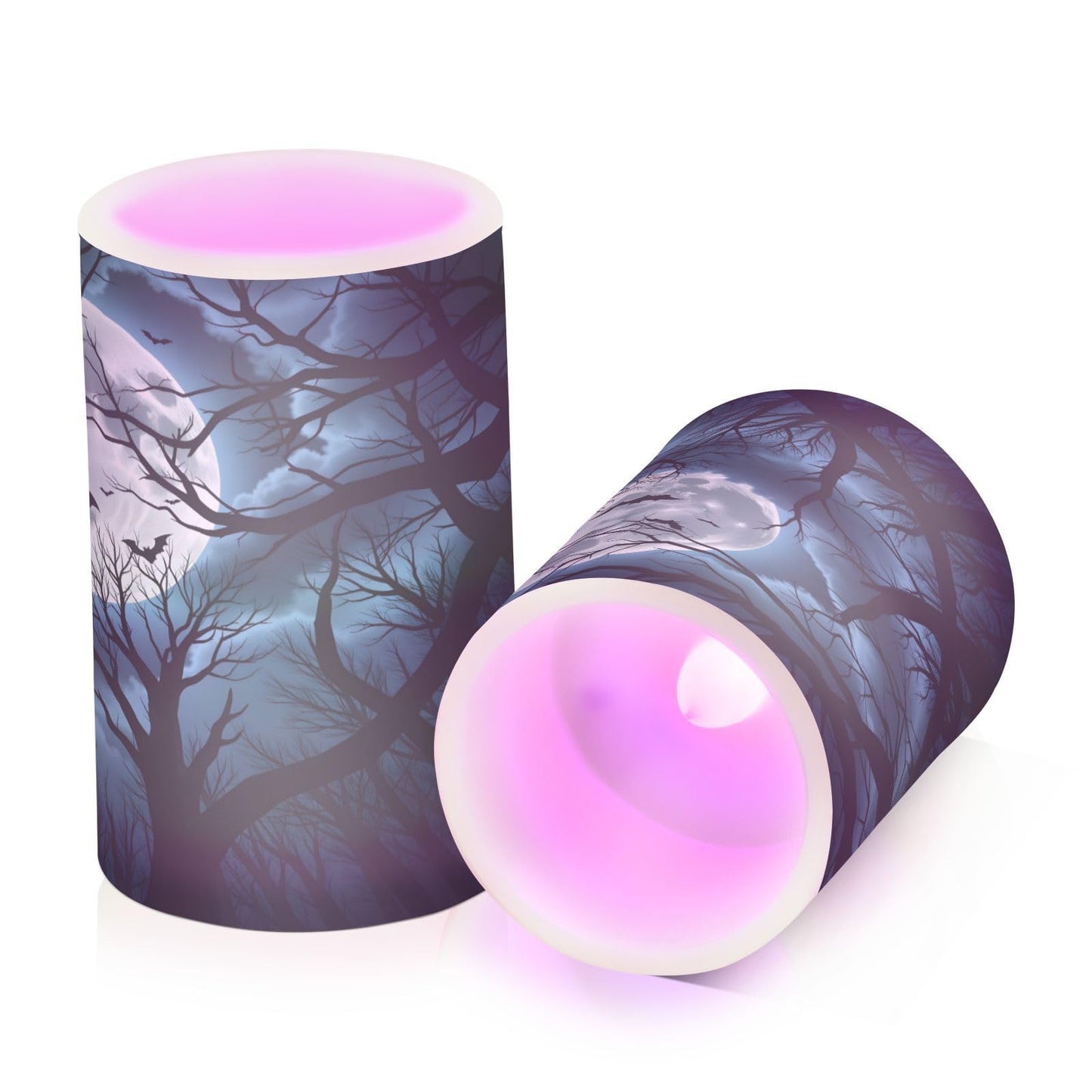 ALAZA Halloween Scary Night Bat Flickering Flameless Candles Battery Operated with Remote Timer,Tea Light Candles LED Pillar Votive Candles Set of 2 for Outdoor Indoor Decorations