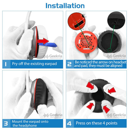 Geekria QuickFit Replacement Ear Pads for Beats Solo Wireless (Solo Bluetooth) (810-00012-00) Headphones, Ear Cushions with Video Guide (Black)