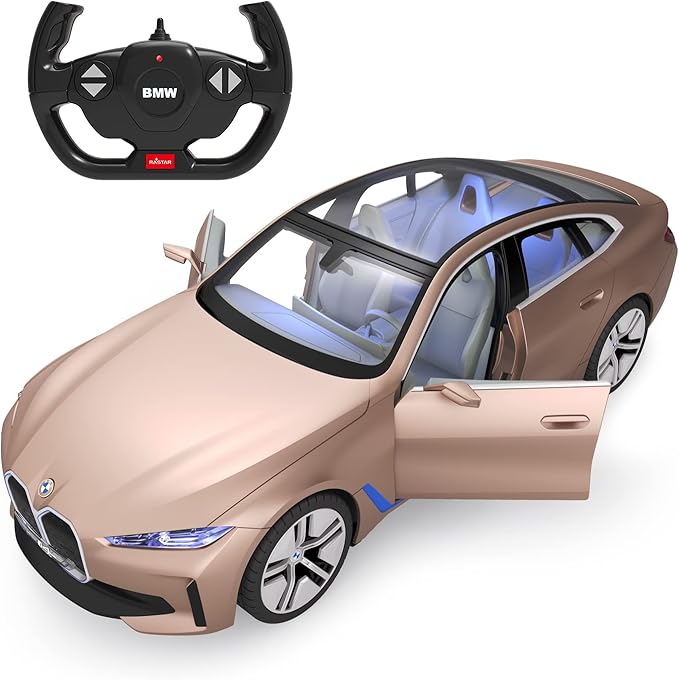 RASTAR BMW i4 Remote Control Car 1/14 BMW i4 Concept RC Toy Car Golden BMW Model Car Diecast for Kids Boys Adults