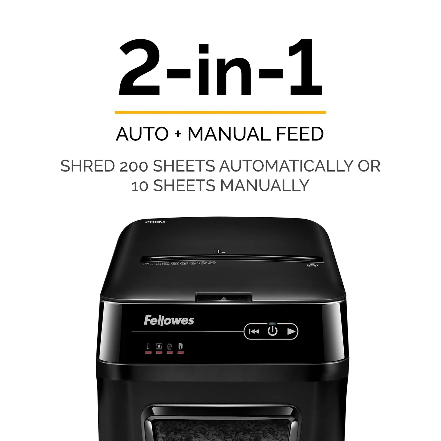 Fellowes AutoMax 200M Micro-Cut Auto Feed 2-in-1 Office Shredder with Auto Feed 200-Sheet Capacity (4656201)