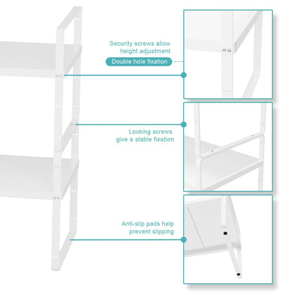 WEJIPP Cabinet Organizer Shelf,Expandable Cabinet Space Rack,Stackable Shelves Adjustable Storage Shelf,Riser for Kitchen Pantry Office,10.24" D,White