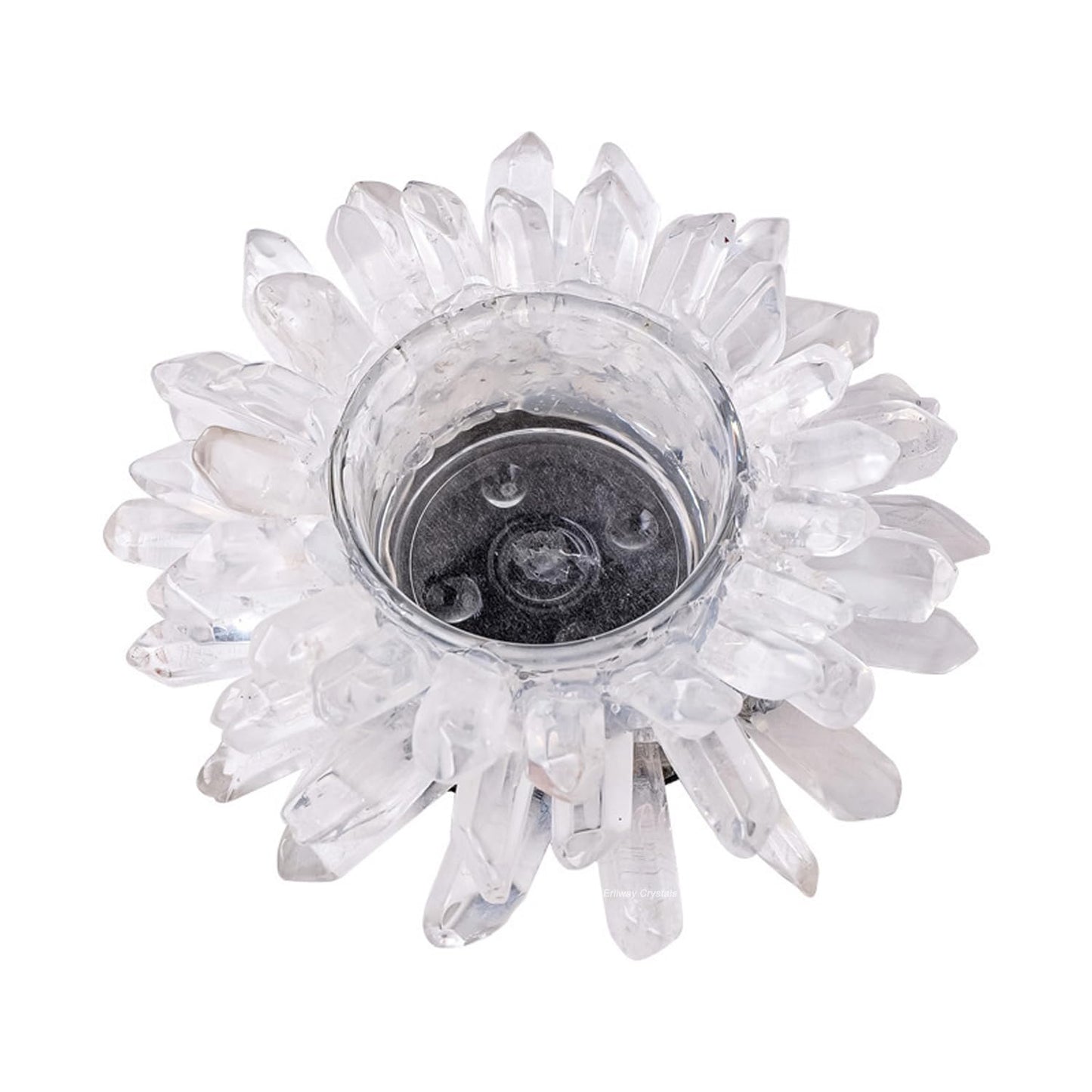 Natural Clear Quartz Crystal, Crystal Quartz Tealight Candle Holder Crystal Stone Candle Stand High Energy Geode Votive with Healing Effects (Not Included Candle)