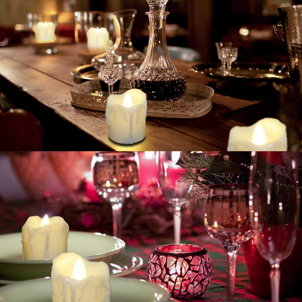 PChero 1.57" x 1.69" Battery Operated Tea Lights with Timer, 12pcs Warm White LED Timed Flameless Candles Flickering, 6Hours On Per 24Hours Cycle, Ideal for Thanksgiving Christmas Wedding Home Decor