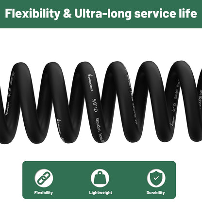Beitopamz 100 ft Garden Hose, 5/8 in Heavy Duty Water Hose, Flexible and Durable, Lightweight Rubber Hybrid Hose, Leak-Free Connections, Male to Female 3/4'' Brass Fittings for Patio, Lawn, Black