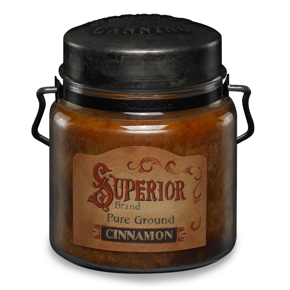 McCall’s Candles | Cinnamon | 16 oz Scented Candle | USA-Poured | Vintage Rustic Jar with Carrying Handle | Warm Spicy Cinnamon Stick Fragrance