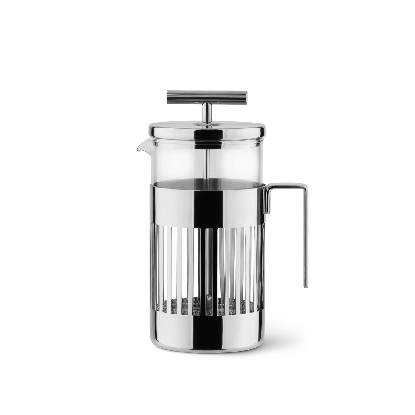 Alessi 9094/8 - Design Press Filter Coffee Maker, 18/10 Stainless Steel, Mirror Polished and Glass, 8 Cups