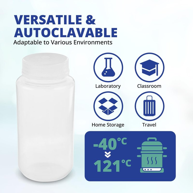 United Scientific® Unistore™ - Sample Containers with Lids - Laboratory Grade Polypropylene Wide Mouth Reagent Bottle - 32 Oz Bottles with Caps (1000ml), Plastic Bottles with Lids, Pack of 1