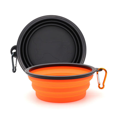 2-Pack Small Dog Travel Bowl, Collapsible Bowls for Dogs, Foldable Cat Water Bowl, Portable Pet Feeding Watering Traveling Dish (Black & Orange)