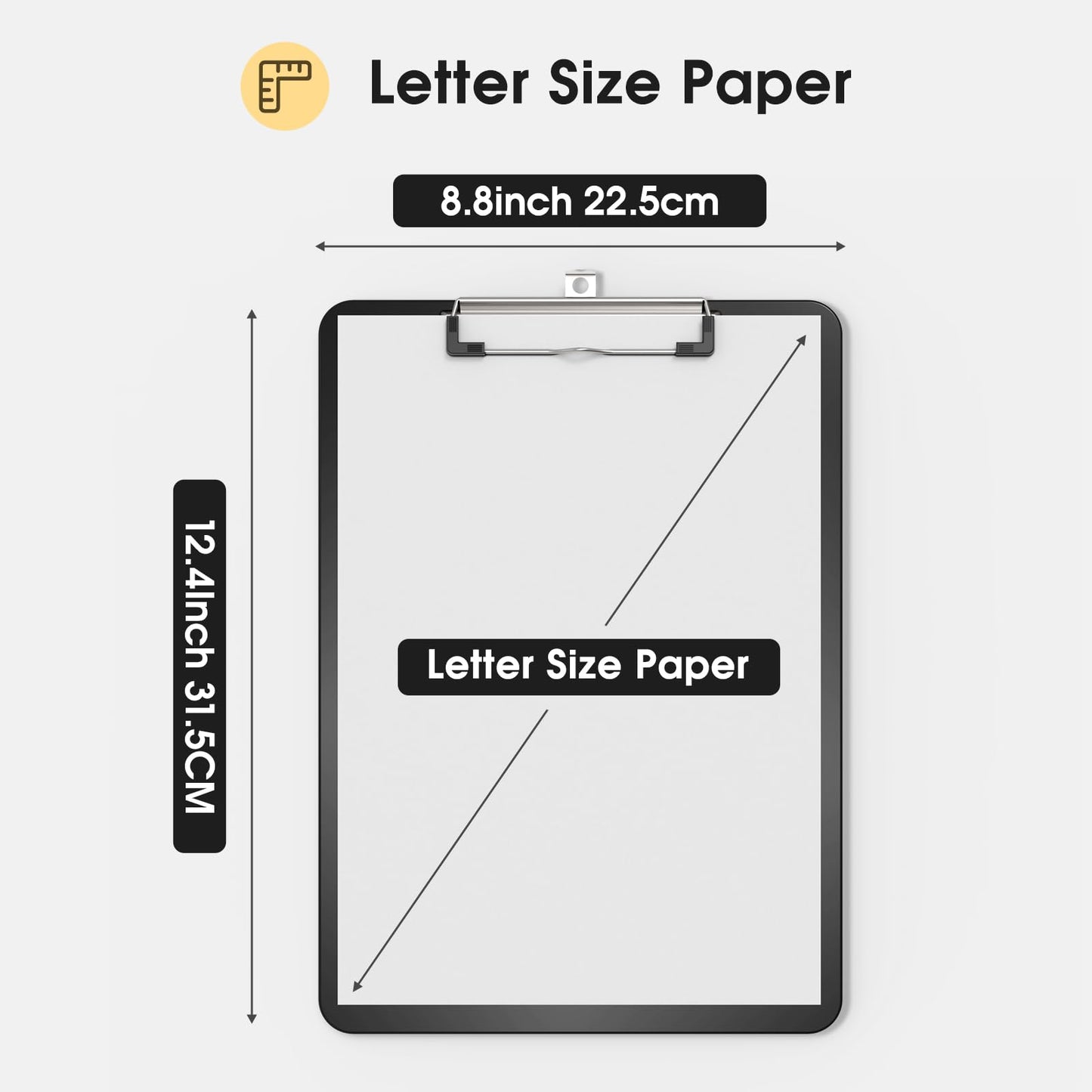 Macroclo Plastic Clipboards, A4 Black Clip Board 8.5x11 for Classroom, Students, Kid, Woman, Size 9" x 12.5" with Low Profile Clip, Office & School Supply