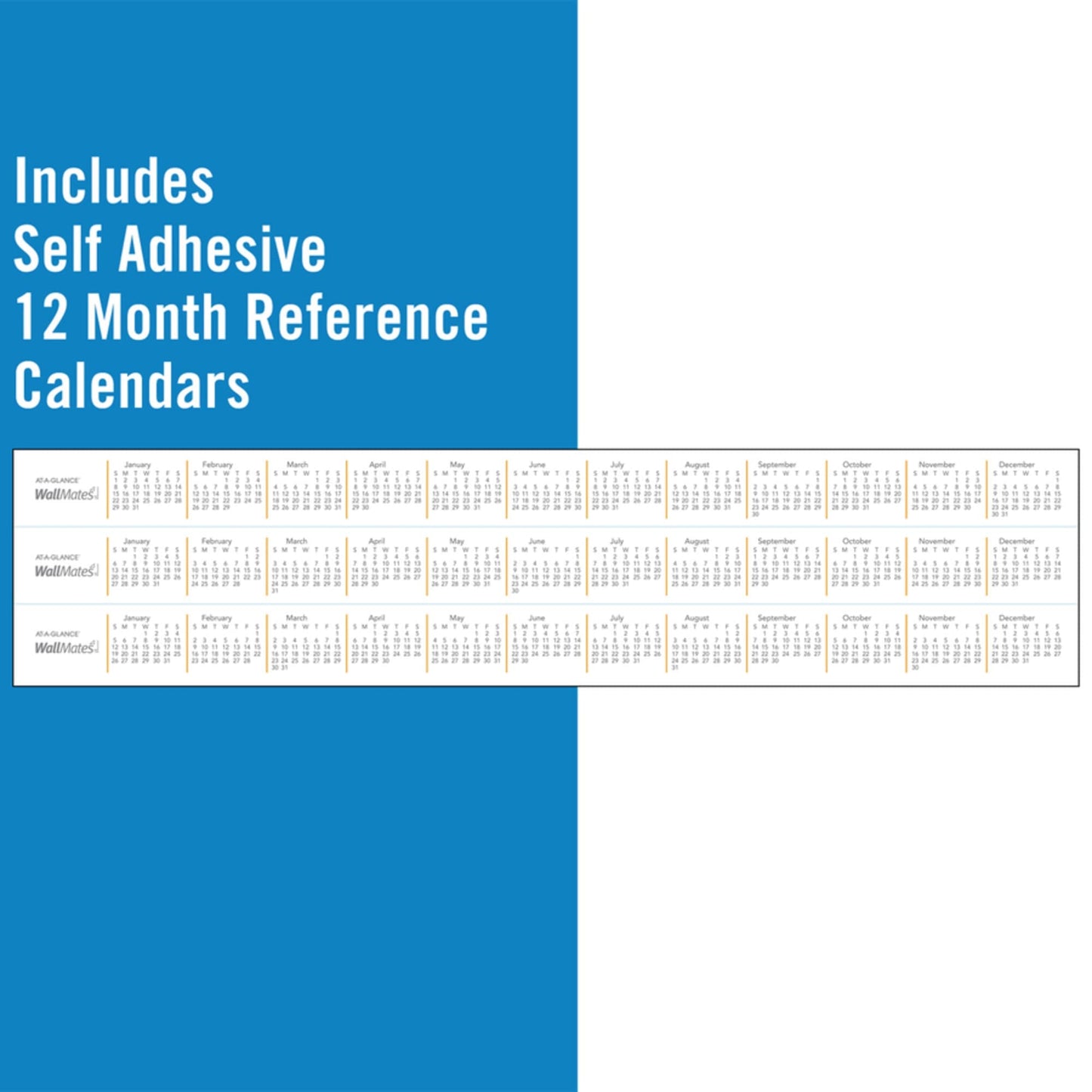 AT-A-GLANCE AW602028 WallMates Self-Adhesive Dry Erase Monthly Planning Surface, 36 x 24 , Gray/White/Orange
