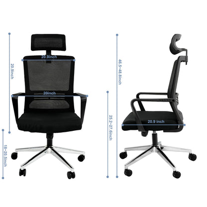 Ergonomic Office Chair,High Back Desk Chair with 3 Gear Tilting Backrest and Adjustable Headrest,400lbs Weight Capacity Integrated Metal Base with Swivel Wheels,Comfort Breathable Mesh