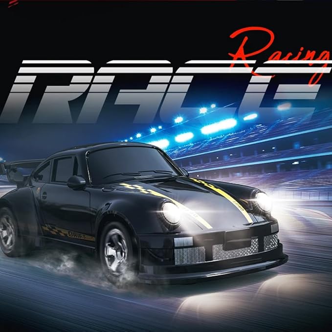 1/64 Scale Mini RC Drift Car 2.4Ghz High Speed 4WD Full-Scale Throttle Drift Racing Sport Remote Control Car Desktop Gift for Adults Enthusiasts -Black