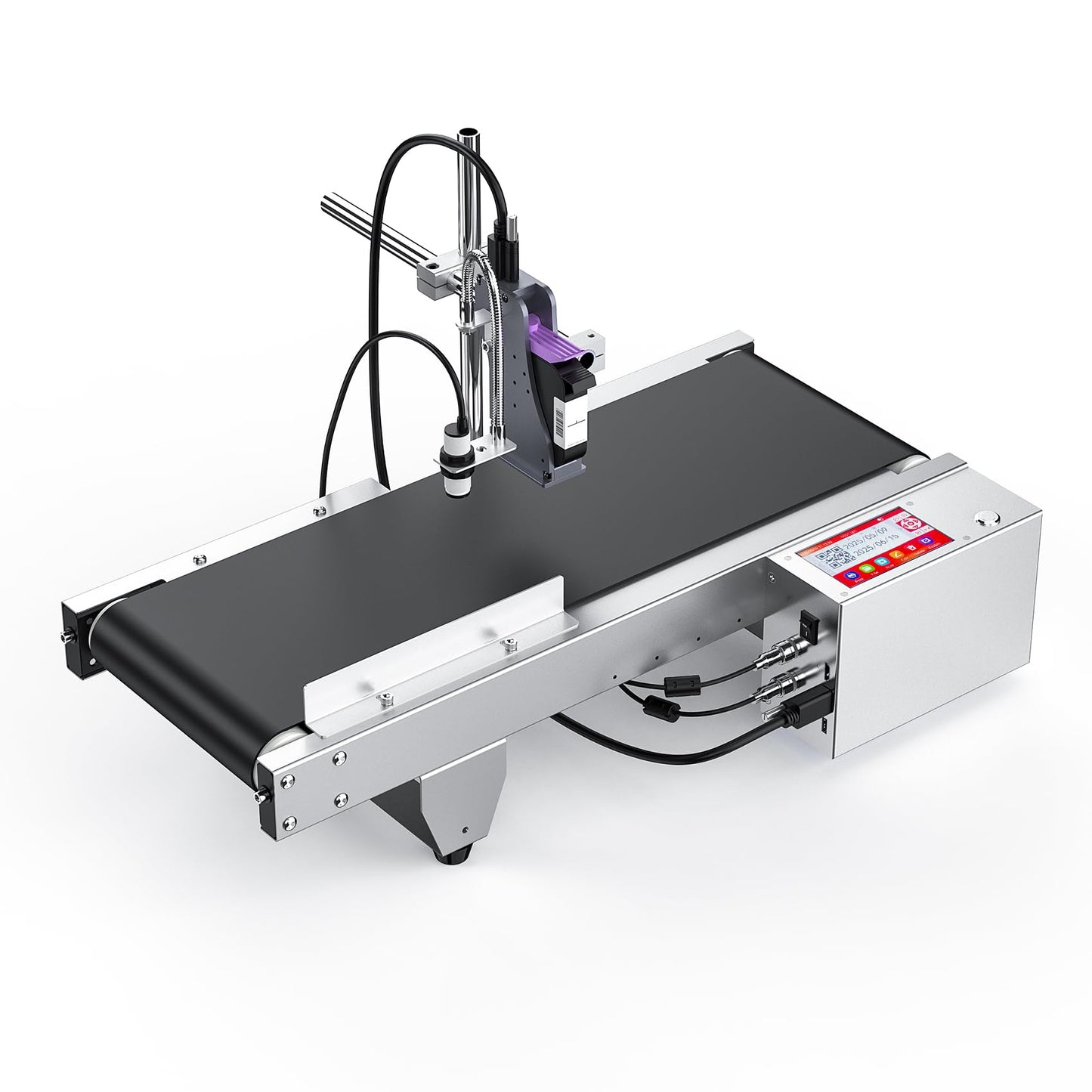 BESHENG JS740 Inkjet Coding Machine with Mini Conveyor Belt, Automatic Online Inkjet Printer with 42ml Original Quick-Drying Ink, Industrial Batch Code Printer Date/Barcode/QR Code/Number/Label