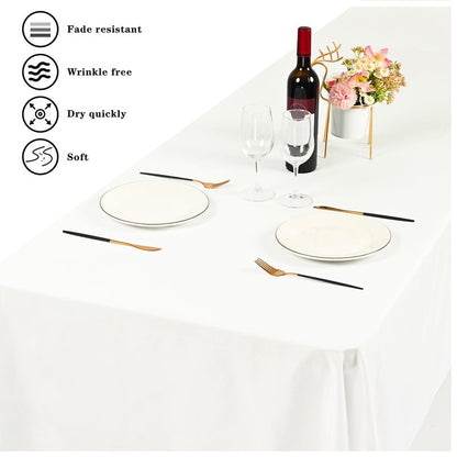 6 Pack Tablecloth 60 x102 inch Polyester Table Cloth for 6 Foot Rectangle Tables,Stain and Wrinkle Resistant Washable Fabric Table Covers Polyester Ivory Table Clothes for Wedding,Party,Banquet