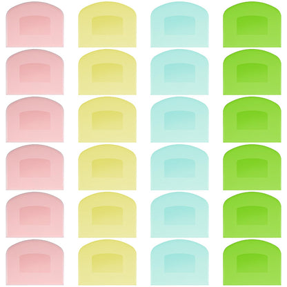 24 Pcs Bench Scraper Dough Scraper for Baking, BPA Free PE Flexible Bowl Scrapers, Food-Safe Plastic Dough Cutter Tool for Bread Cake Fondant Icing (Light Blue, Green, Yellow, Pink)