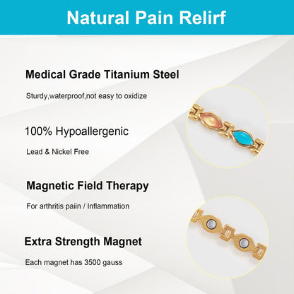 EnerMagiX Magnetic Bracelets for Women, Gold Stainless Steel Magnetic Bracelet, Fashion Magnetic Jewelry (0092G1)