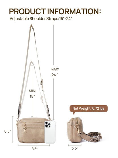 Telena Small Crossbody Bags For Women Vegan Leather Crossbody Purse With Adjustable Wide Strap For Daily Life