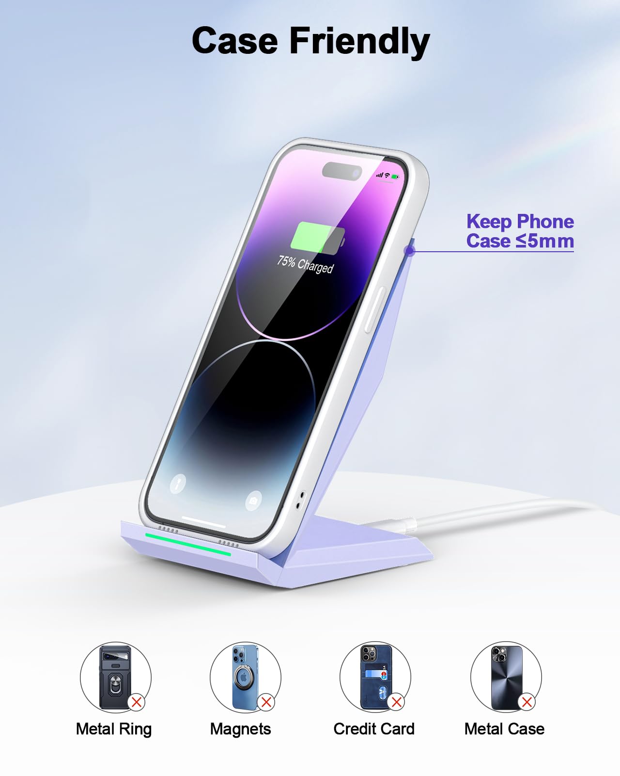 Fast Wireless Charger, [2 Pack] NANAMI Qi Certified Wireless Charging Stand Compatible iPhone 17/17 Air/17 Pro/17 Pro Max/16/15/14/13/12, Phone Charger for Galaxy S25/S24/S23/S22 and Qi-Enabled Phone