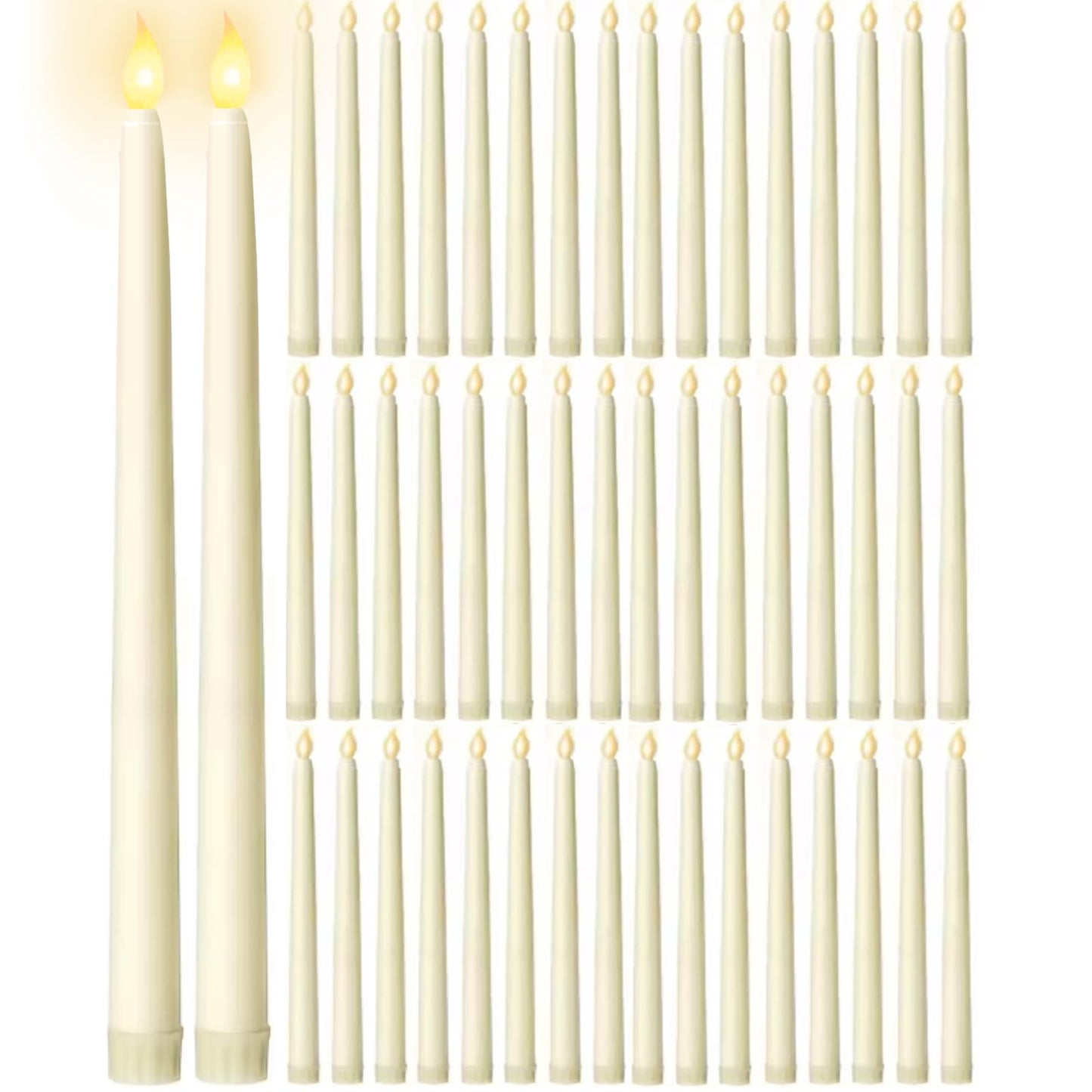 Jaoruizer 48Pcs Flameless Taper Candles Bulk,11in Battery Operated LED Taper Candles Flickering Electric Fake Candlesticks for Wedding Christmas Party, (Batteries Not Included)