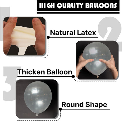 PartyWoo Clear Balloons - 140-Piece Transparent Balloon Arch Kit for Weddings, Graduations & Parties | 5-18 Inch Sizes