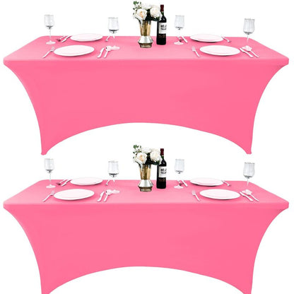 ZarzaaSik 2-Pack 8ft Spandex Table Covers for Rectangle Folding Tables - Washable Elastic Tablecloth - Ultimate Fitted Table Protector for Birthday Parties, Trade Shows, Banquet