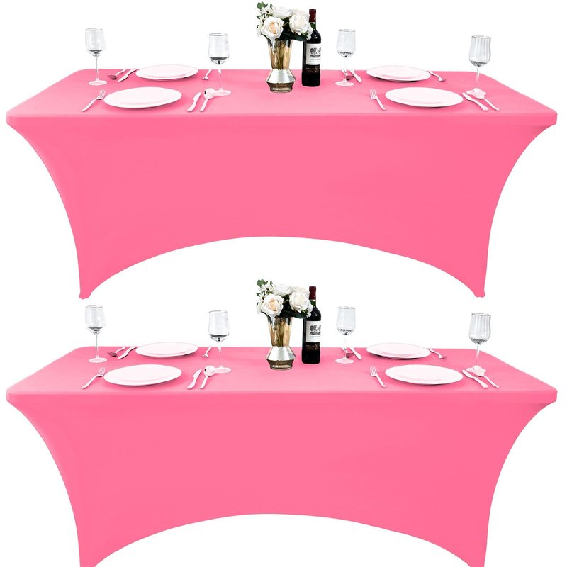 ZarzaaSik 6-Pack 8ft Spandex Table Covers for Rectangle Folding Tables - Washable Elastic Tablecloth - Ultimate Fitted Table Protector for Birthday Parties, Trade Shows, Banquet