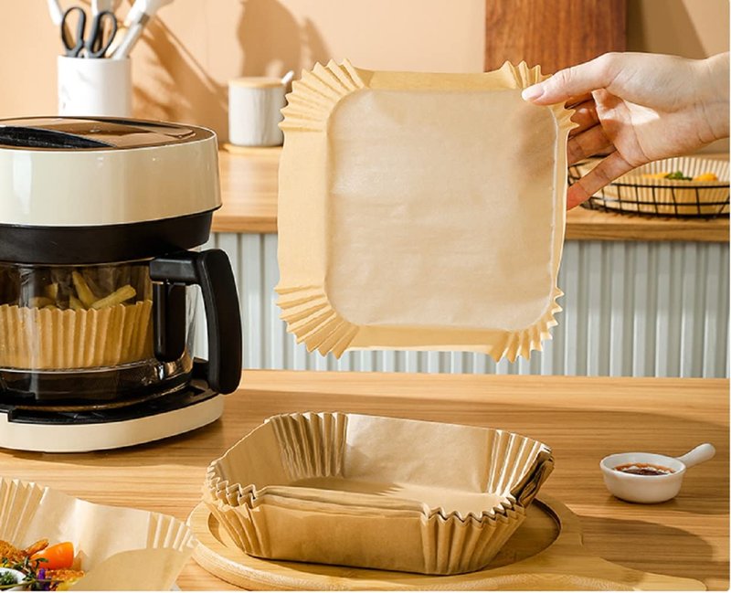 Air Fryer Liners Disposable 120PCS, 7.9 Inch Square Non-Stick Parchment Paper Baking Liners for Most Air Fryers, Food Grade Greaseproof Basket Sheets for Easy Cleanup