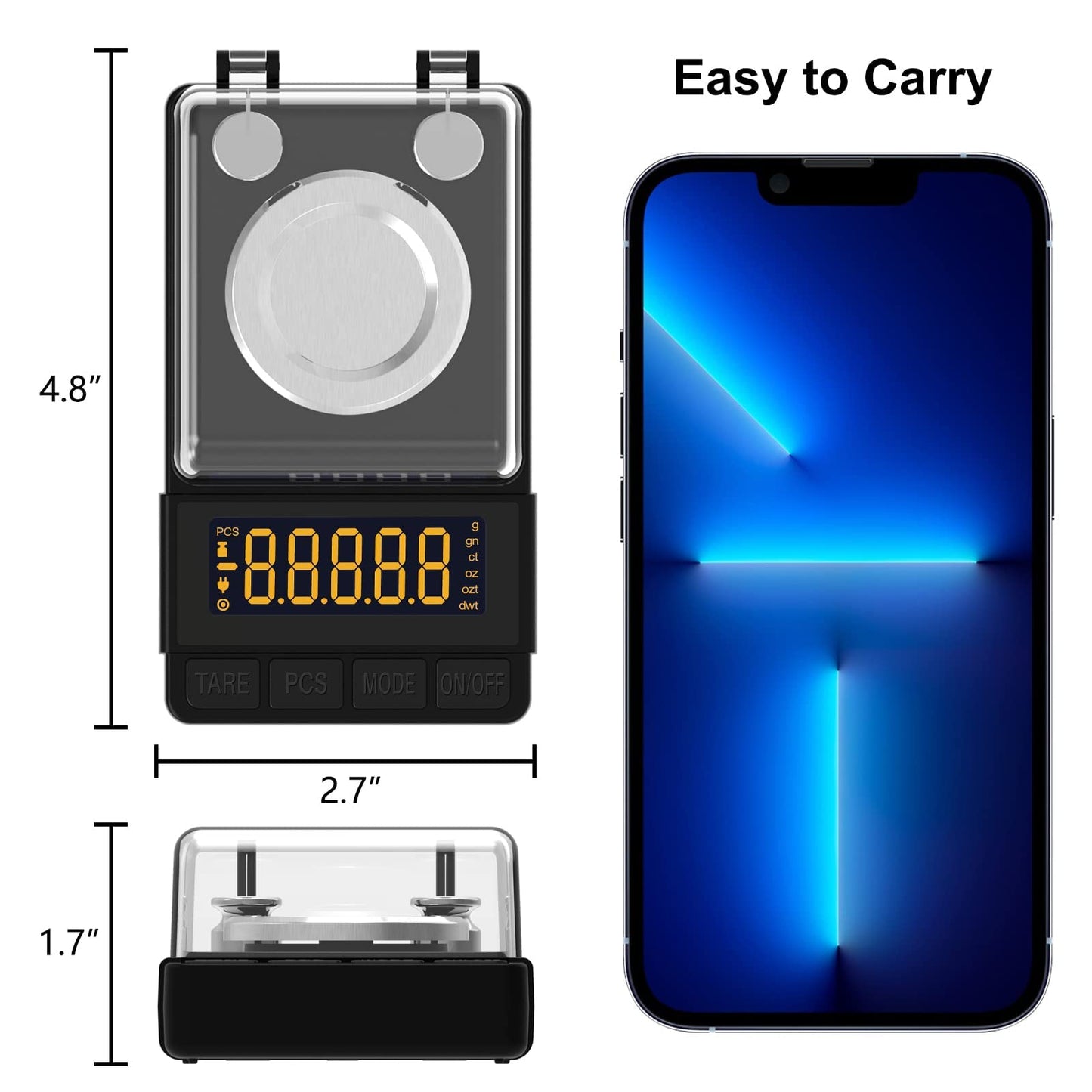 MAXUS Digital Milligram Scale 50g/0.001g, Compact Mg Scale with 20g Calibration Weight and Accessories, Black Powder Scale for Reloading