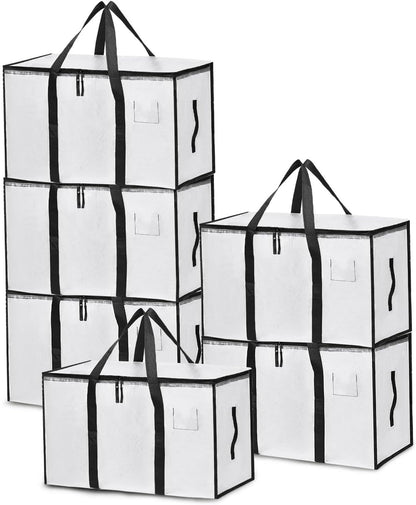 Skiennix Large Moving Bags - Heavy Duty Storage Totes with Zippers & Handles | Space-Saving Clear 6 Pack
