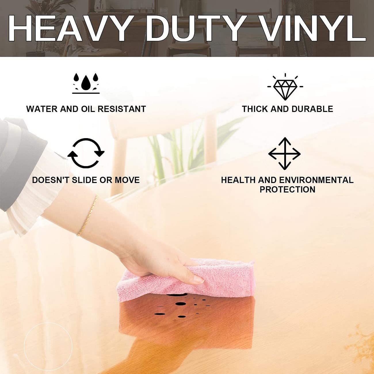 Leffora Frosted Table Cover Protector 40 x 72 Inch, 1.5mm Thick Plastic Desk Protector Mat, Rectangular Waterproof PVC Placemats, Transparent Mat for Kitchen, Dresser, Writing Desk, Dining Room Table