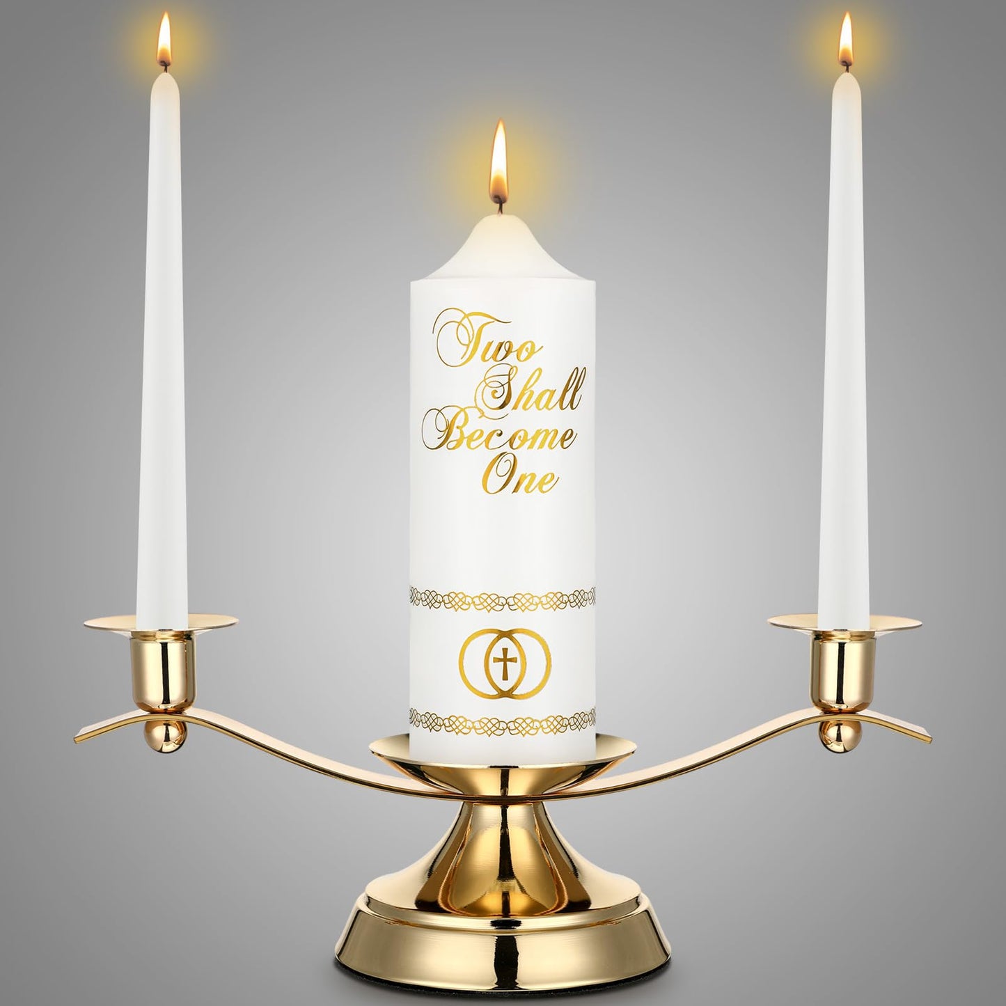 Irenare Unity Candles with Holder for Wedding Ceremony Wedding Decortions Accessories Glass Candle Holder Pillar Candle for Formal Events Church(Elegant)