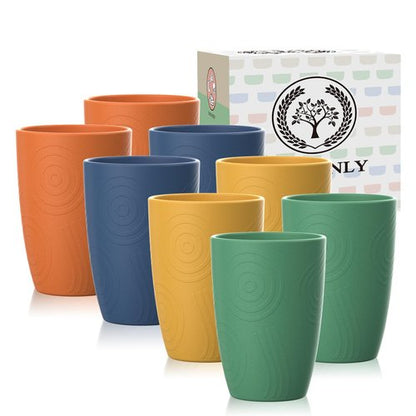 Homienly Wheat Straw Cups, Premium Alternative to Plastic Cup Set of 8, Unbreakable Lightweight Drinking Cups for Kitchen, Outdoor, RV, Microwave and Dishwasher Safe Drinking Glasses(12 OZ, Multi)