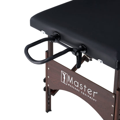 Master Massage 28" Argo Portable Spa and Beauty Table in Black with Walnut Legs