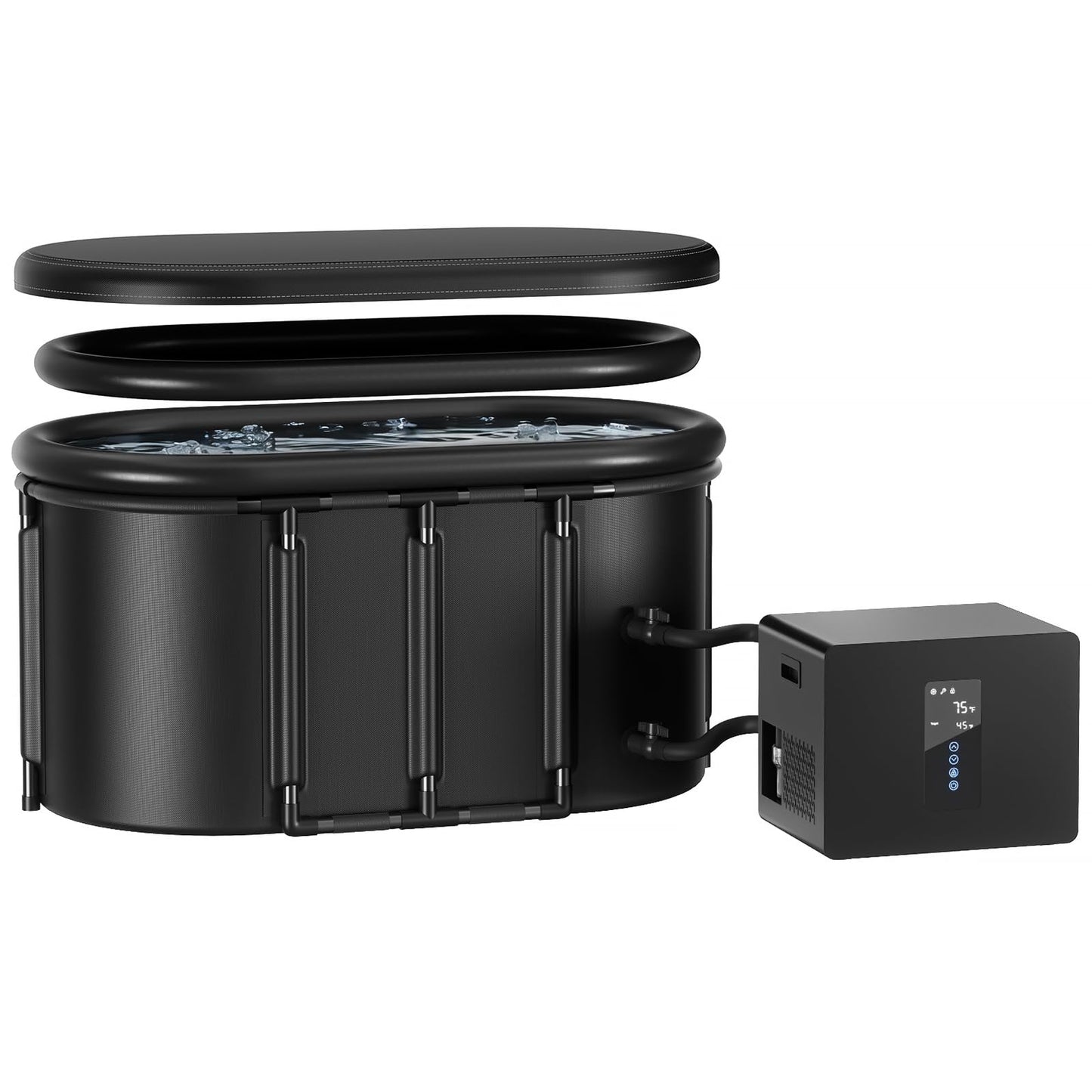 Ice Bath Chiller & Cold Plunge Tub Bundle, 1/3HP Cold Plunge Chiller with Built-In Pump & Metal Filter, 148 Gal Insulated Ice Bath Tub with Lid, Cold Therapy Recovery System for Home & Outdoor Use