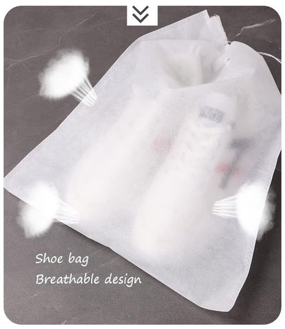 30 eco-friendly travel shoe bag storage bags, non-woven breathable dust-proof bag with rope, suitable for storing shoes and bags, isolate dust and keep shoes and bags clean and tidy. (9.8inX13.77in)