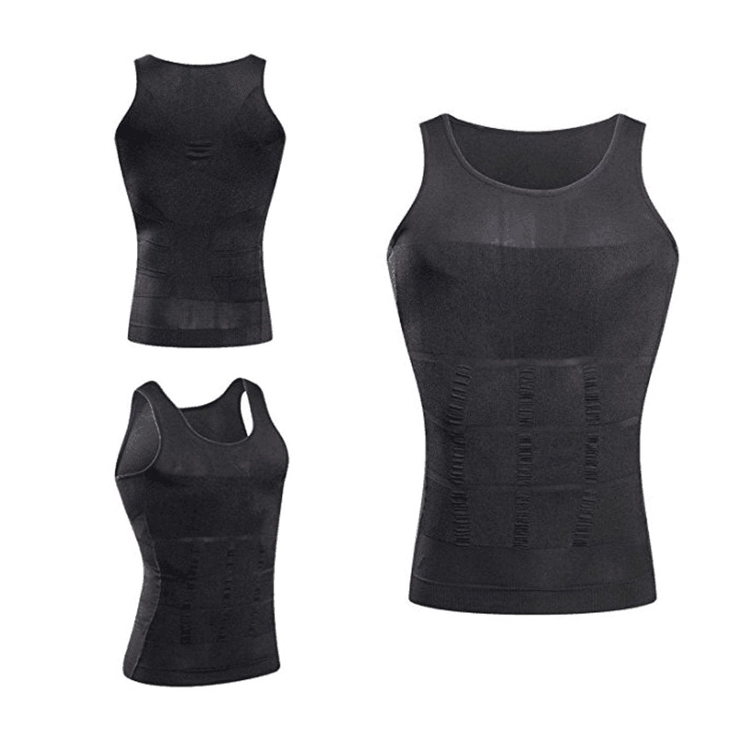GKVK Mens Slimming Body Shaper Vest Shirt Abs Abdomen Slim,XXL(chest size 116cm-120cm/46inches-48inches),Black