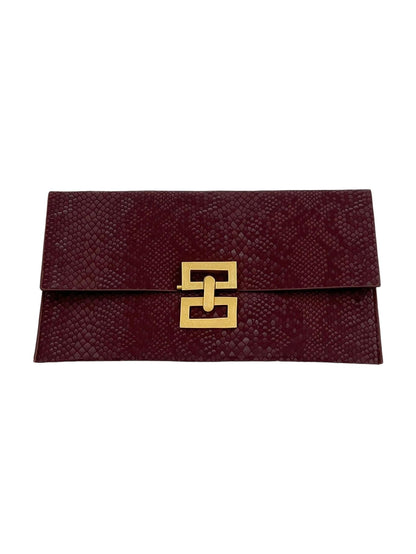 Verdusa Women's Clutch Evening Bags Trendy Envelope Handbags Metallic Purses Burgundy C One Size