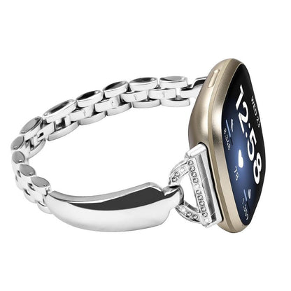 Mtozon Metal Bands Compatible with Fitbit Sense 2/Sense/Versa 4/Versa 3, Bracelet Replacement Wristband for Women, Silver