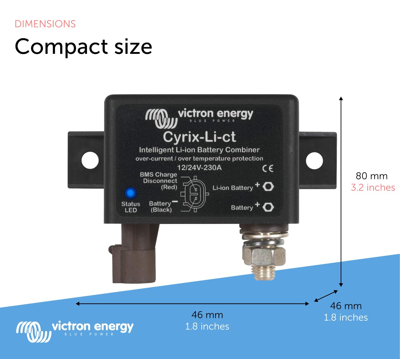 Victron Energy Cyrix-Li-ct 12/24-Volt 230 amp Intelligent Li-ion Battery Combiner