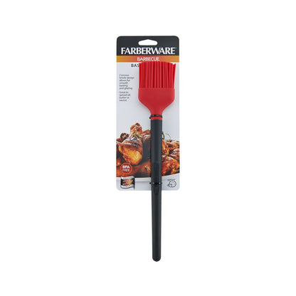 Farberware Barbecue Silicone and Plastic Basting Brush, 11.1-Inch, Red and Black