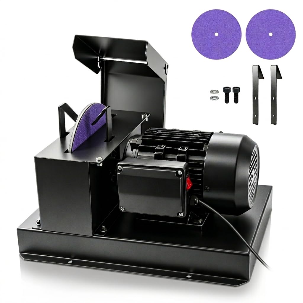 Merry Loop Lawn Mower Blade Sharpener, 1HP 750W Lawnmower Blade Grinder with 9-inch Ceramic Grinding Wheel, Powerful Bench Mower Sharpening Machine for High/Low Lift Blades, Gator Blades, Flat Blades