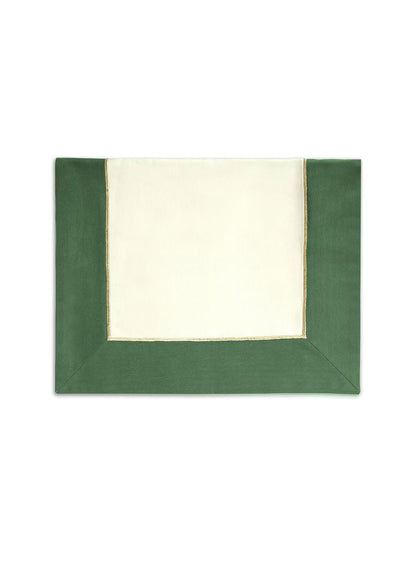 Roumelie Orientale Timeless Runner with Gold Embroidery, 59 x 20 inches - Handcrafted Dinner Table Runner - Machine Washable (Green)