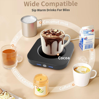 Electric Coffee Cup Warmer for Office Desk, 24W Mug Warmer Plate with Auto Switch Off, 3 Heat Settings Tea Warmer, Beverage Warmer Coffee Accessories