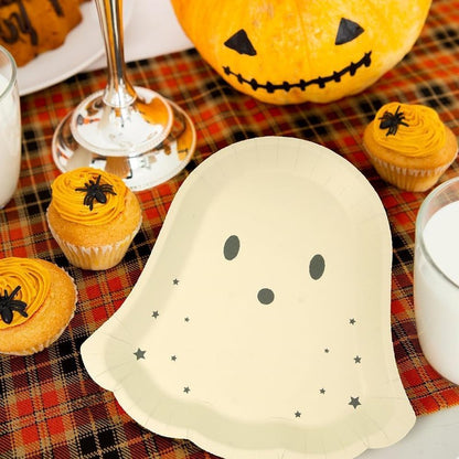 Cheerland Pastel Halloween Paper Plates Cute Ghost Party Decorations Pastelween Disposable Tableware for Spooky Birthday Baby Shower Trick or Treat Classroom Summerween Party Supplies 24pcs
