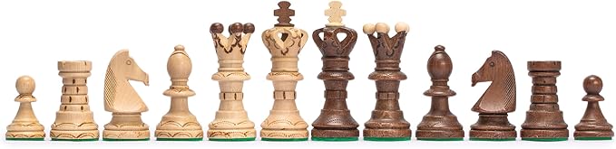 Husaria European International Wooden Chess Game Set Ambassador - 21.7 Inches - Large-Size Chess Set with Handcrafted Chessmen and Felted Folding Board