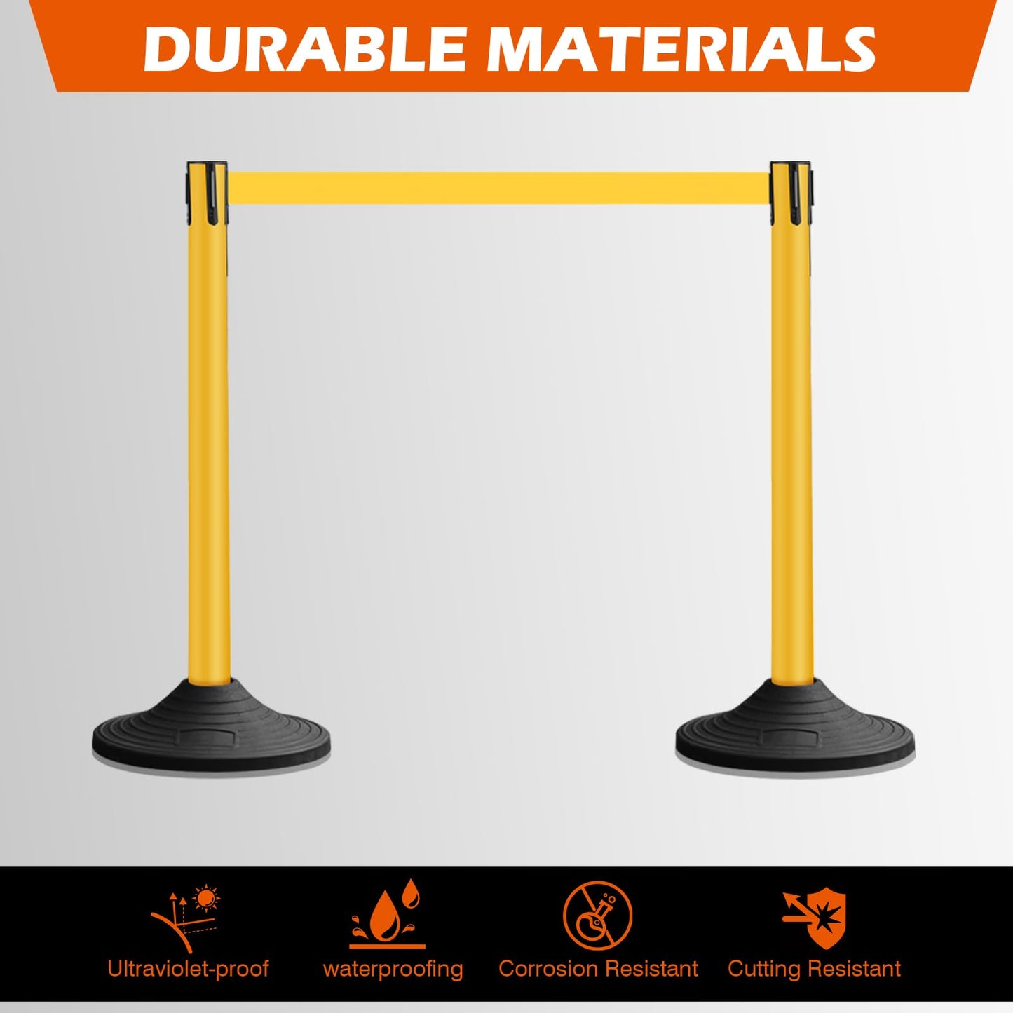 OranclUS 6 Pack Yellow Crowd Control Stanchions with 10FT Belts and Rubber Base, Queue Barrier Posts for Events, Stores, and Public Safety
