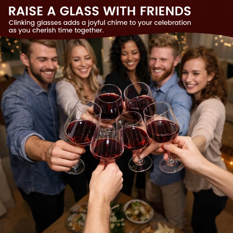 GENICOOK Wine Glasses Set Of 6,Hand Blown Lead-Free Clear Glassware,18 oz Crystal Red Wine Glasses Set,Long Stem Perfect for Party,Wedding,Brithday,Anniversary.