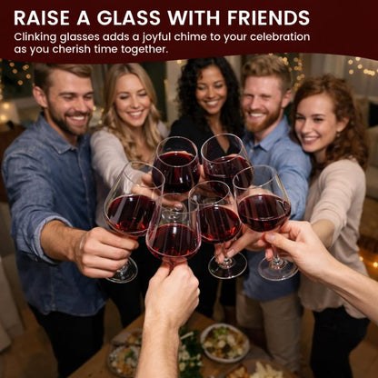GENICOOK Wine Glasses Set Of 6,Hand Blown Lead-Free Clear Glassware,18 oz Crystal Red Wine Glasses Set,Long Stem Perfect for Party,Wedding,Brithday,Anniversary.